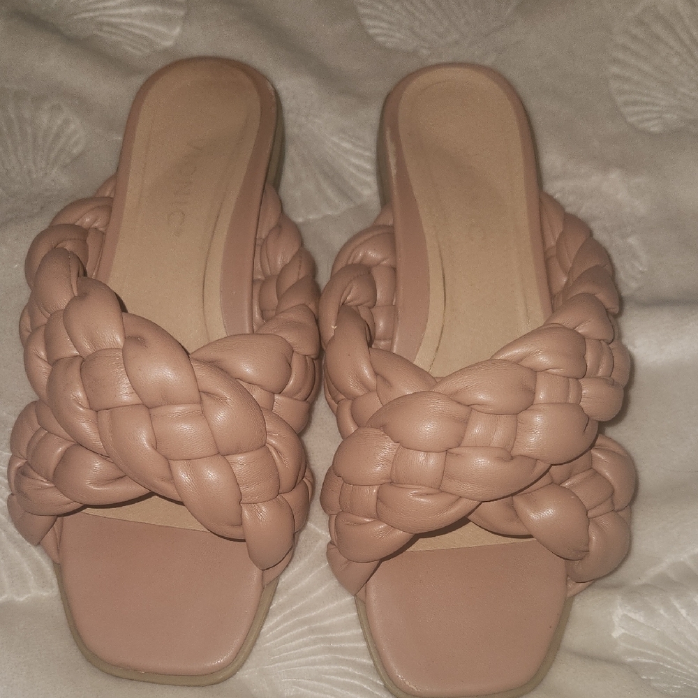 Vionic Women's Braided Slide Sandals in Blush Tan